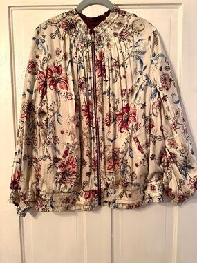 Women's Chico's reversible baseball silky jacket, SZ 3 (XL/XXL) floral & solid